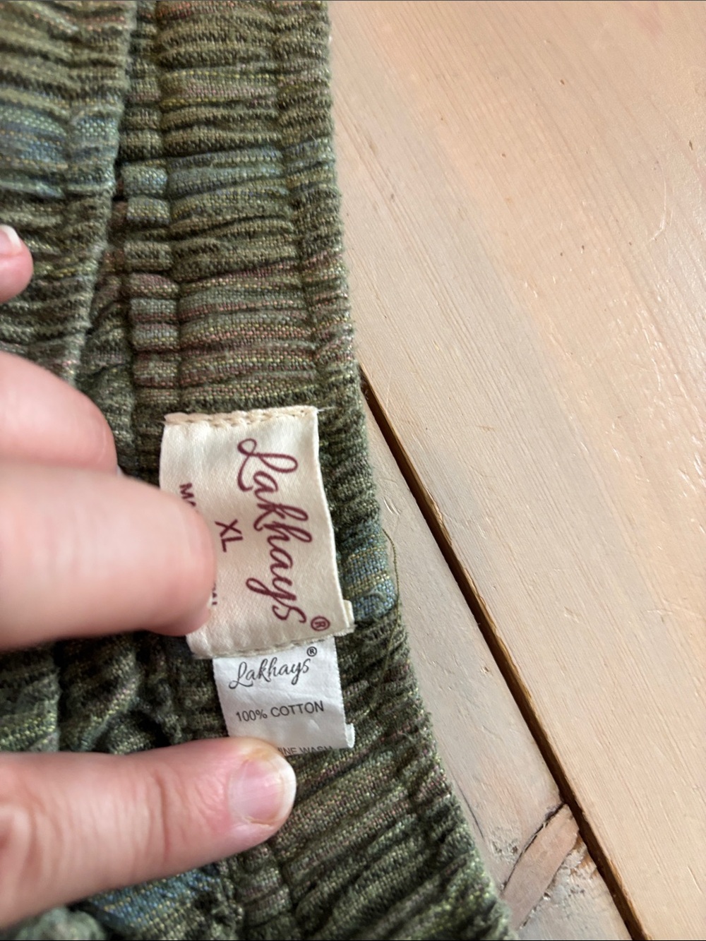Lakhays women's Striped Pull-On Pants in Olive Green size XL - Picture 3 of 4